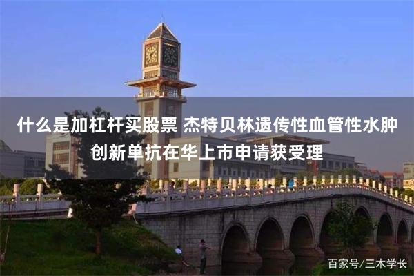 什么是加杠杆买股票 杰特贝林遗传性血管性水肿创新单抗在华上市申请获受理