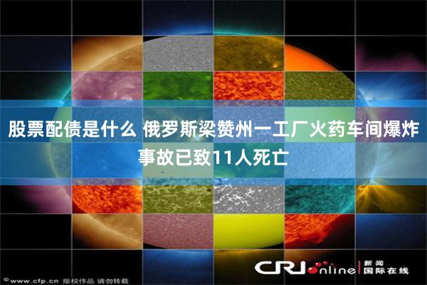 股票配债是什么 俄罗斯梁赞州一工厂火药车间爆炸事故已致11人死亡