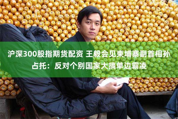 沪深300股指期货配资 王毅会见柬埔寨副首相孙占托：反对个别国家大搞单边霸凌