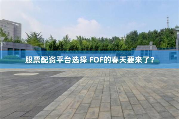 股票配资平台选择 FOF的春天要来了？