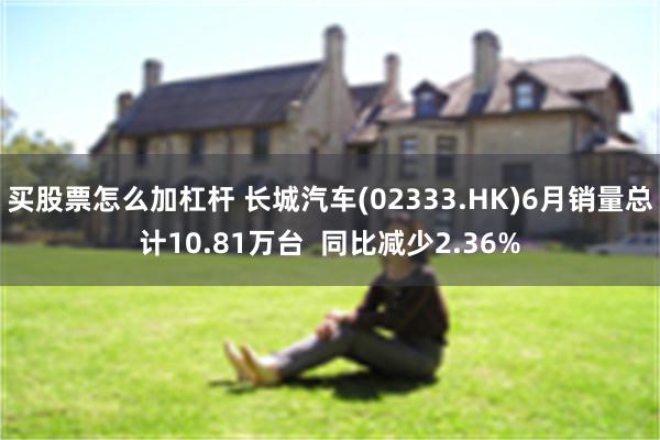 买股票怎么加杠杆 长城汽车(02333.HK)6月销量总计10.81万台  同比减少2.36%