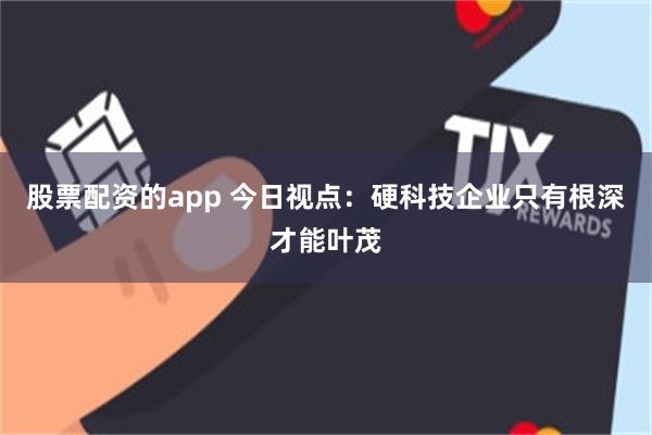 股票配资的app 今日视点：硬科技企业只有根深才能叶茂