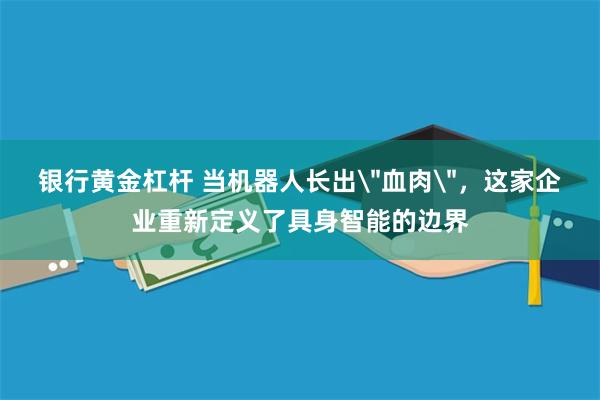 银行黄金杠杆 当机器人长出＂血肉＂，这家企业重新定义了具身智能的边界