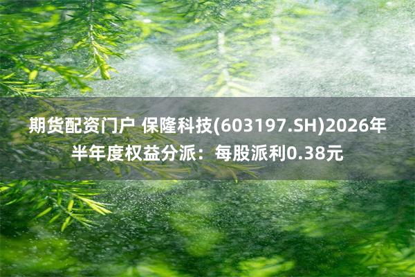 期货配资门户 保隆科技(603197.SH)2026年半年度权益分派：每股派利0.38元