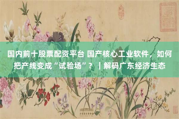 国内前十股票配资平台 国产核心工业软件，如何把产线变成“试验场”？｜解码广东经济生态